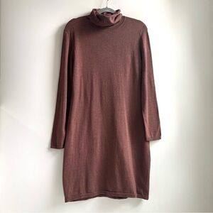 Peruvian Connection Rose Taupe Riley Dress Turtle Neck Long Sleeve Pima Cotton